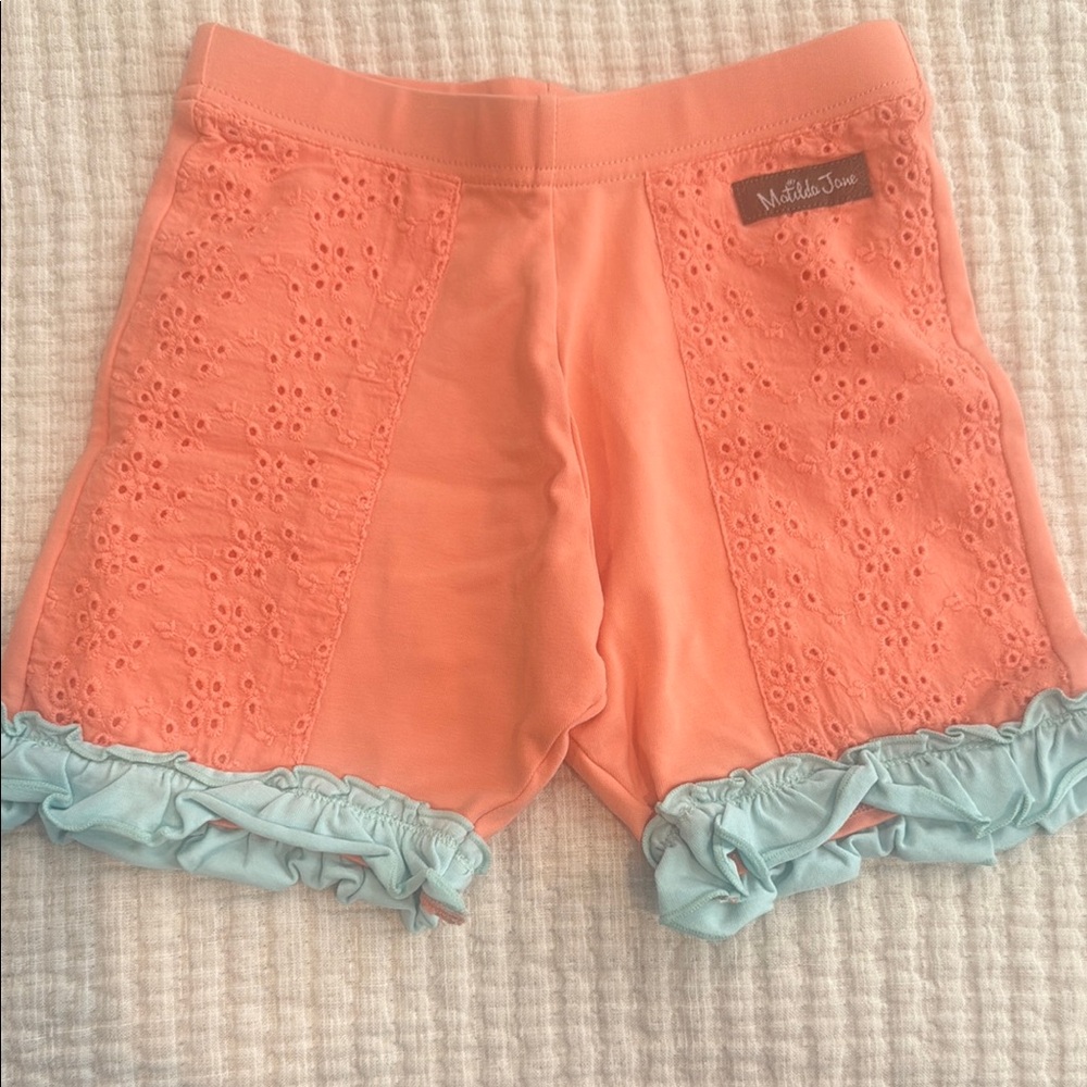 Matilda Jane Coral and Mint Ruffle Shorts